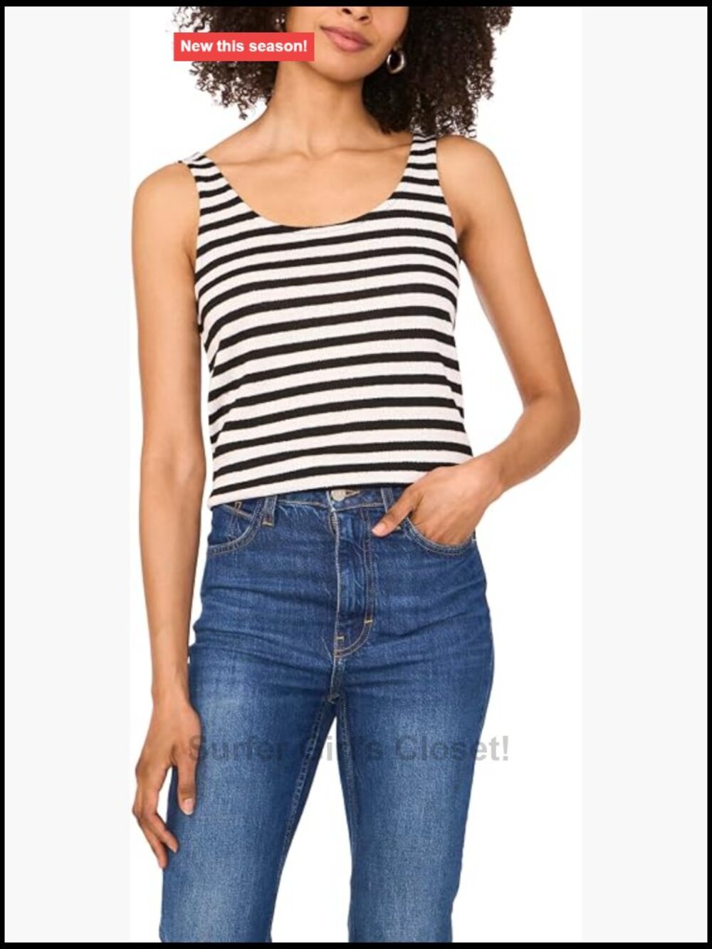 Sleeveless Square Neck Striped Tank Top Polyester Regular Fit